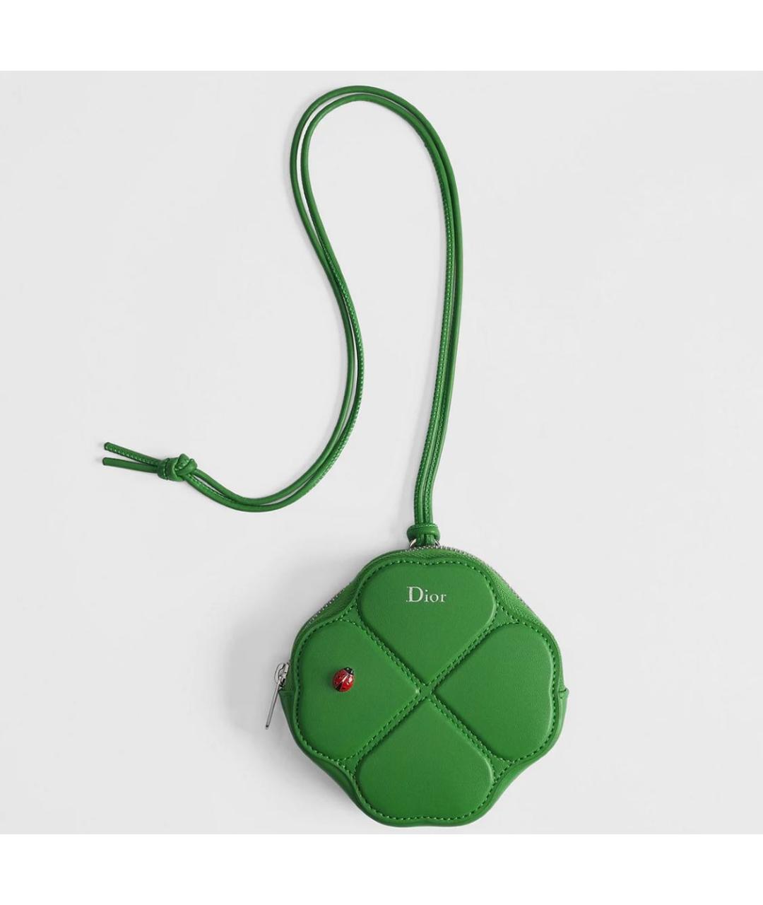 CHRISTIAN DIOR Зеленый кожаный кошелек, фото 4