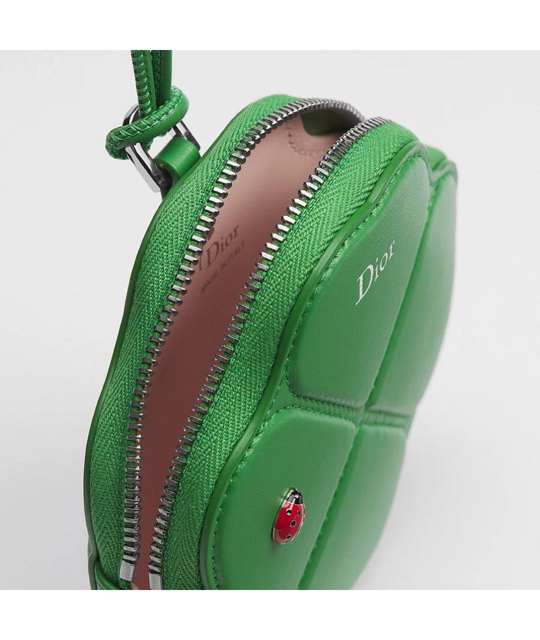 CHRISTIAN DIOR Зеленый кожаный кошелек, фото 2