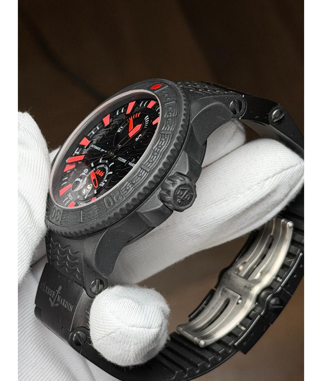 Ulysse Nardin Черные стальные часы, фото 3