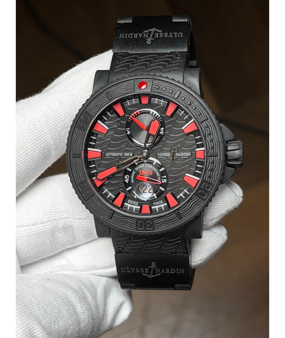 Ulysse Nardin Черные стальные часы, фото 2