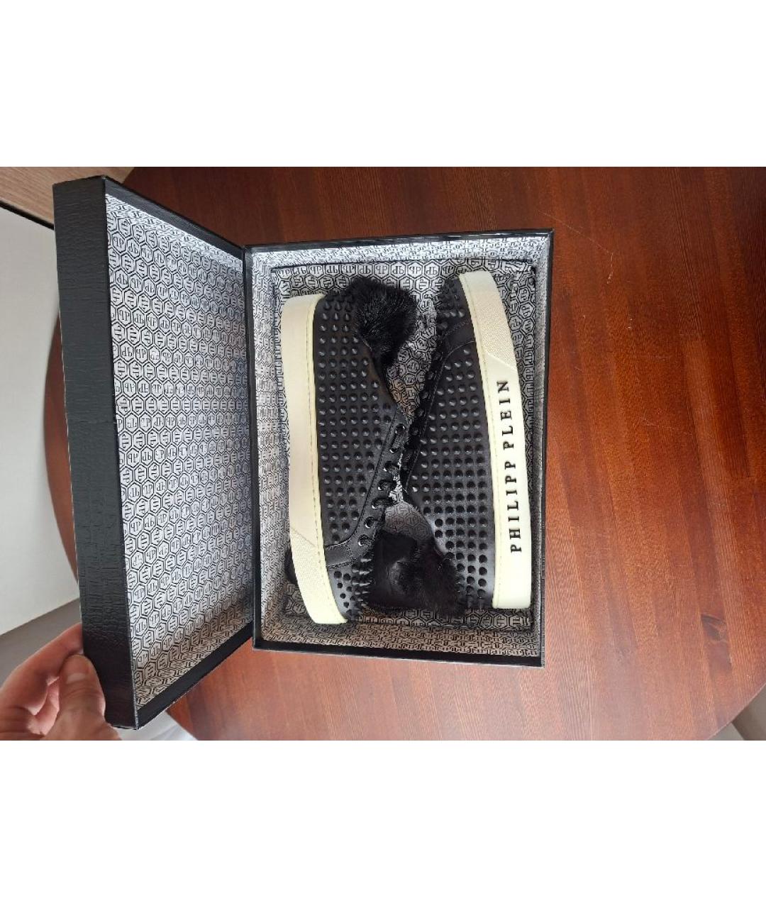 PHILIPP PLEIN Черные кожаные кеды, фото 6