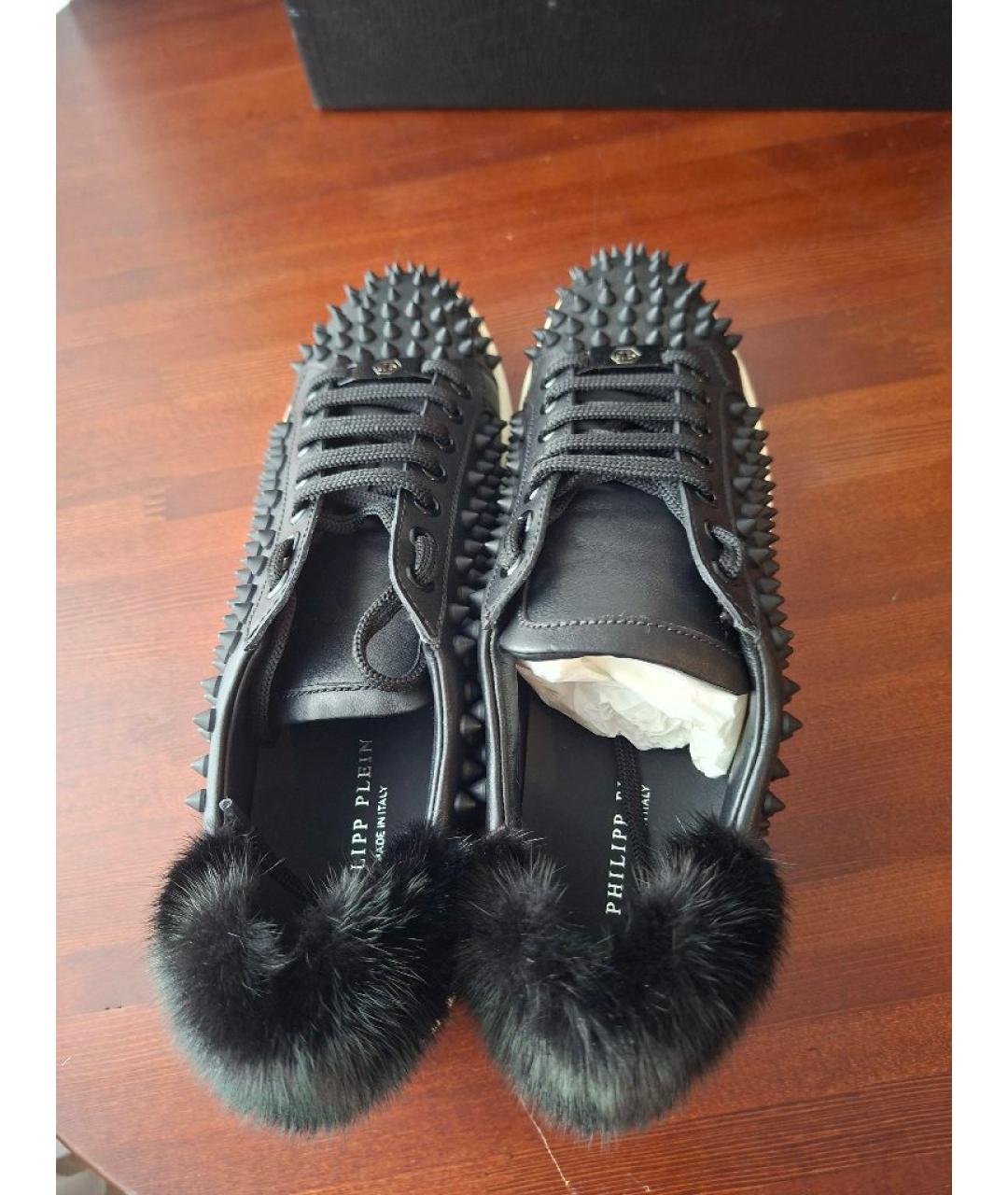 PHILIPP PLEIN Черные кожаные кеды, фото 3