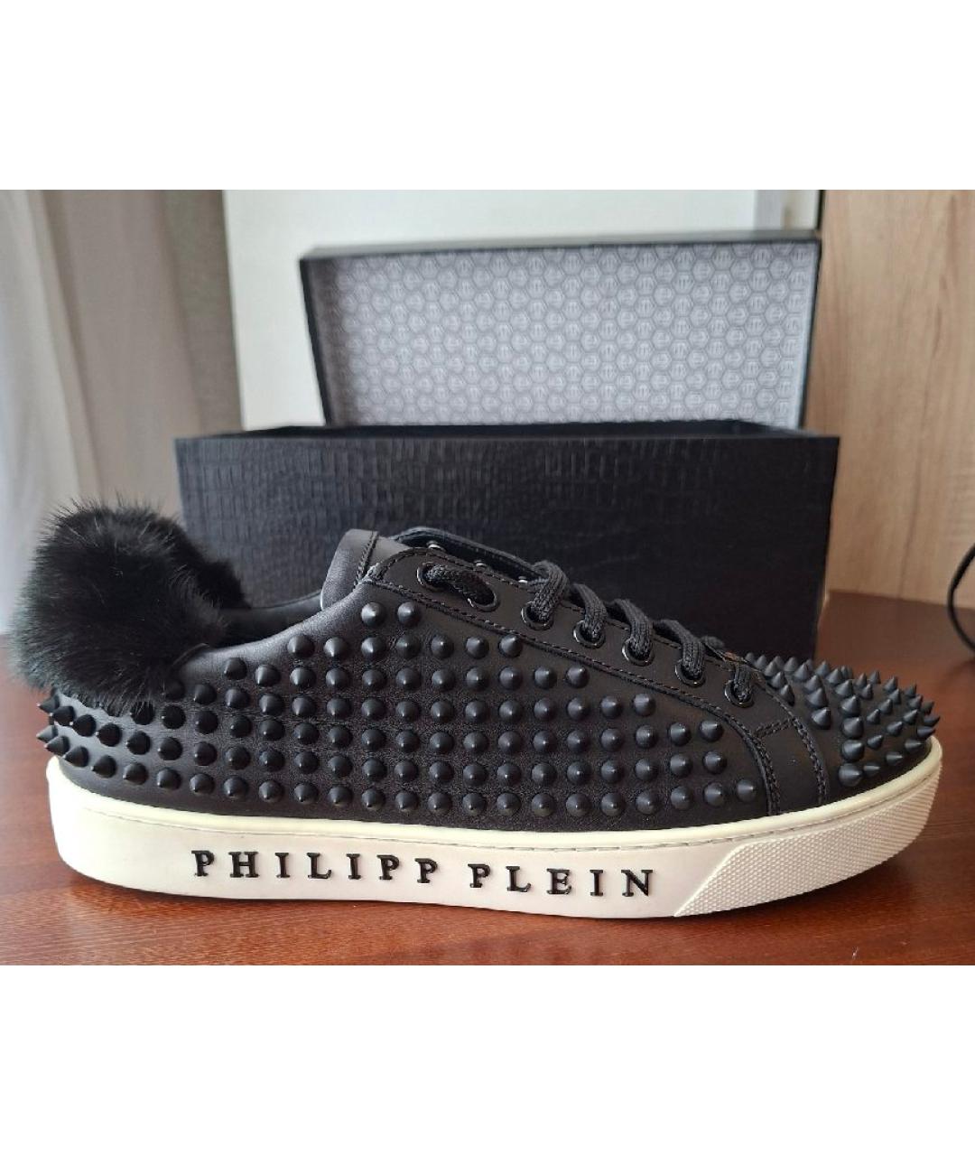 PHILIPP PLEIN Черные кожаные кеды, фото 7