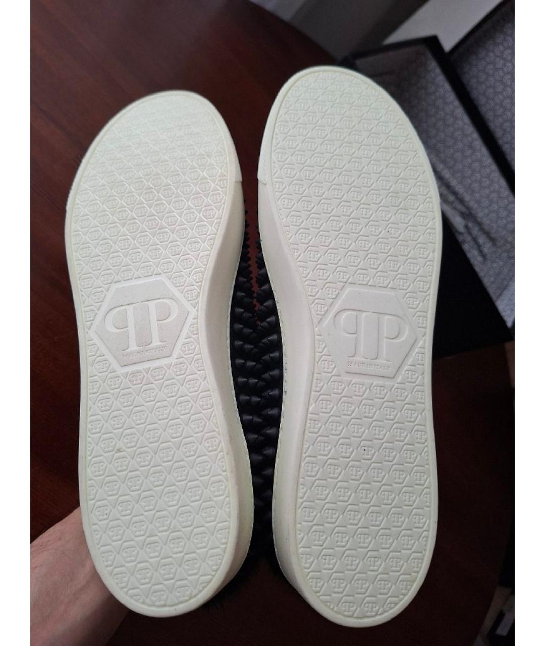 PHILIPP PLEIN Черные кожаные кеды, фото 5