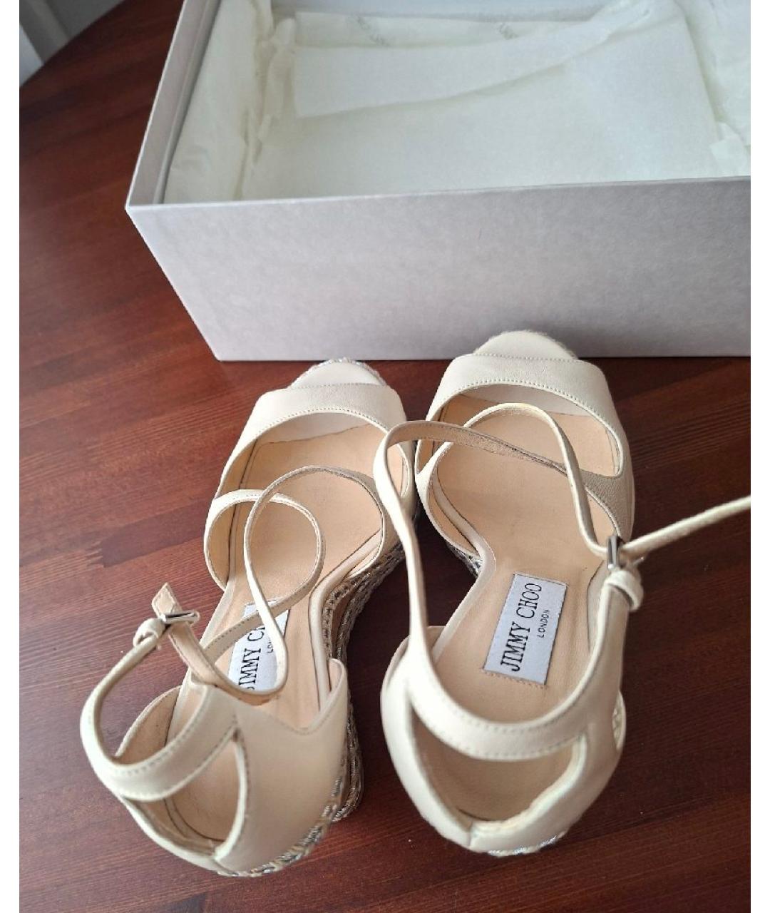 JIMMY CHOO Бежевые кожаные эспадрильи, фото 3