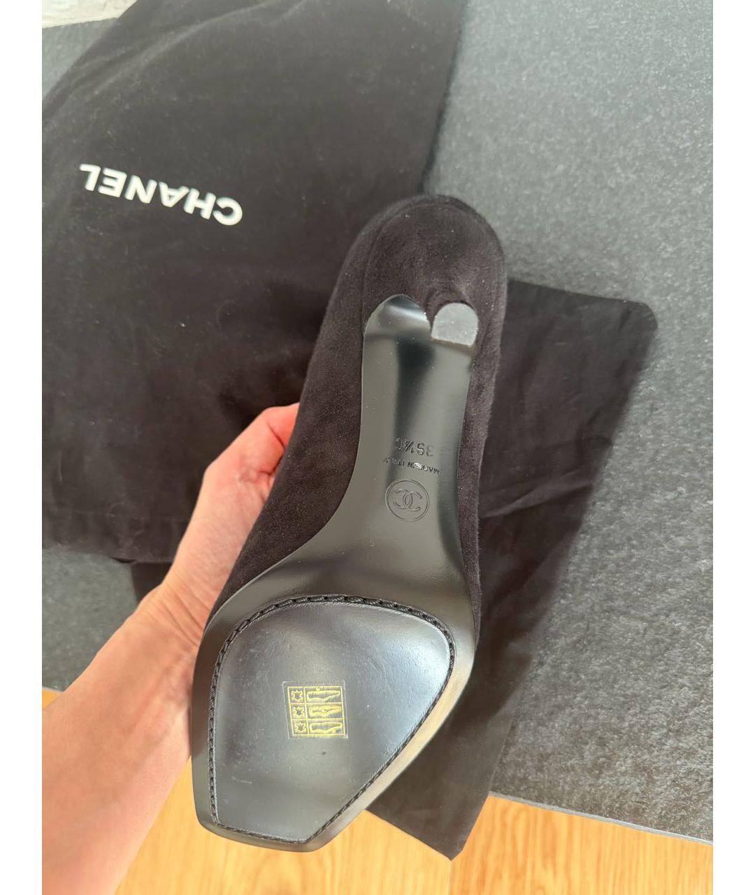 CHANEL Черные замшевые туфли, фото 5