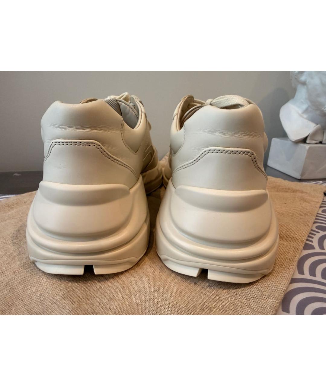 GUCCI Бежевые кожаные кроссовки, фото 3