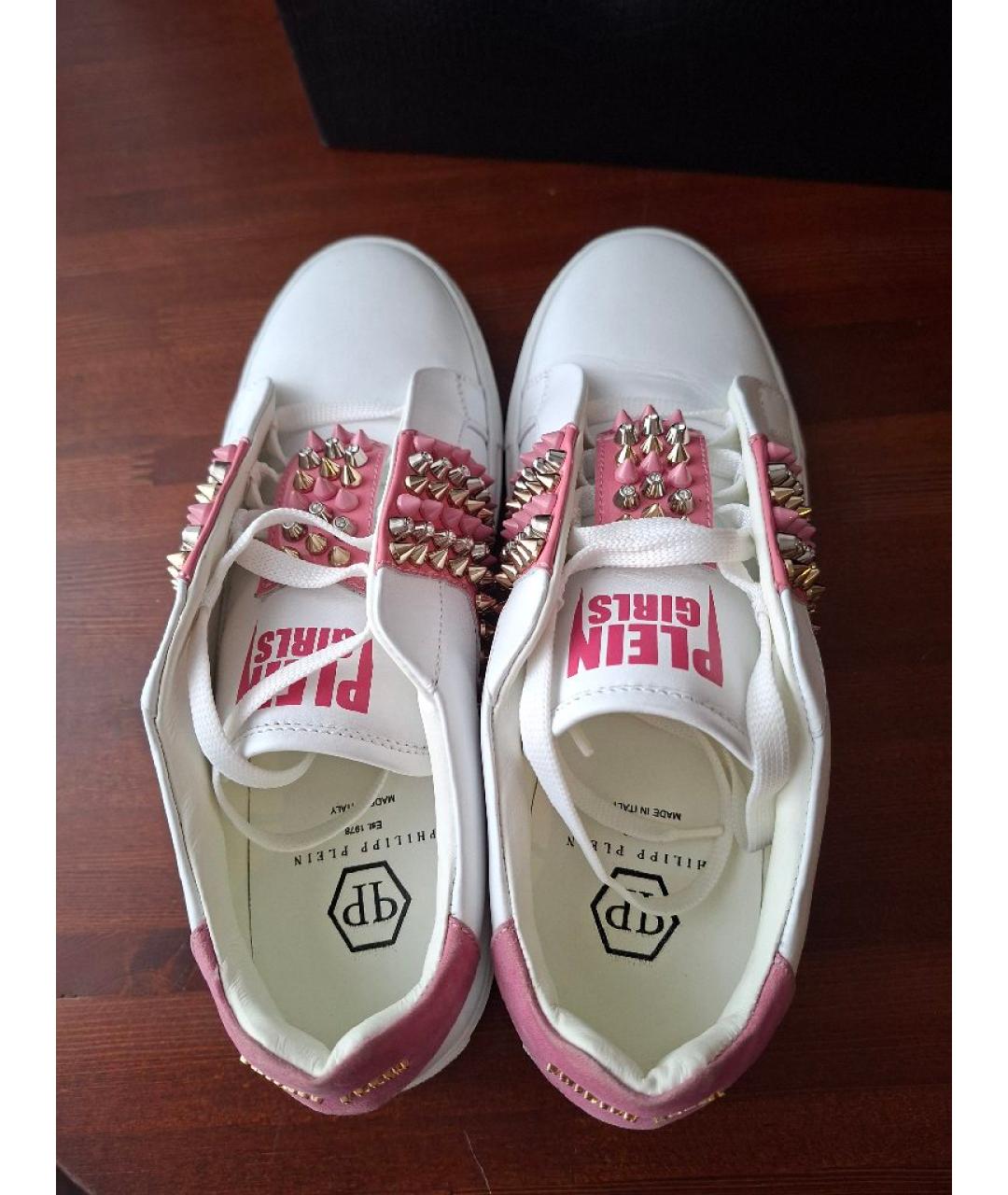 PHILIPP PLEIN Белые кожаные кеды, фото 3