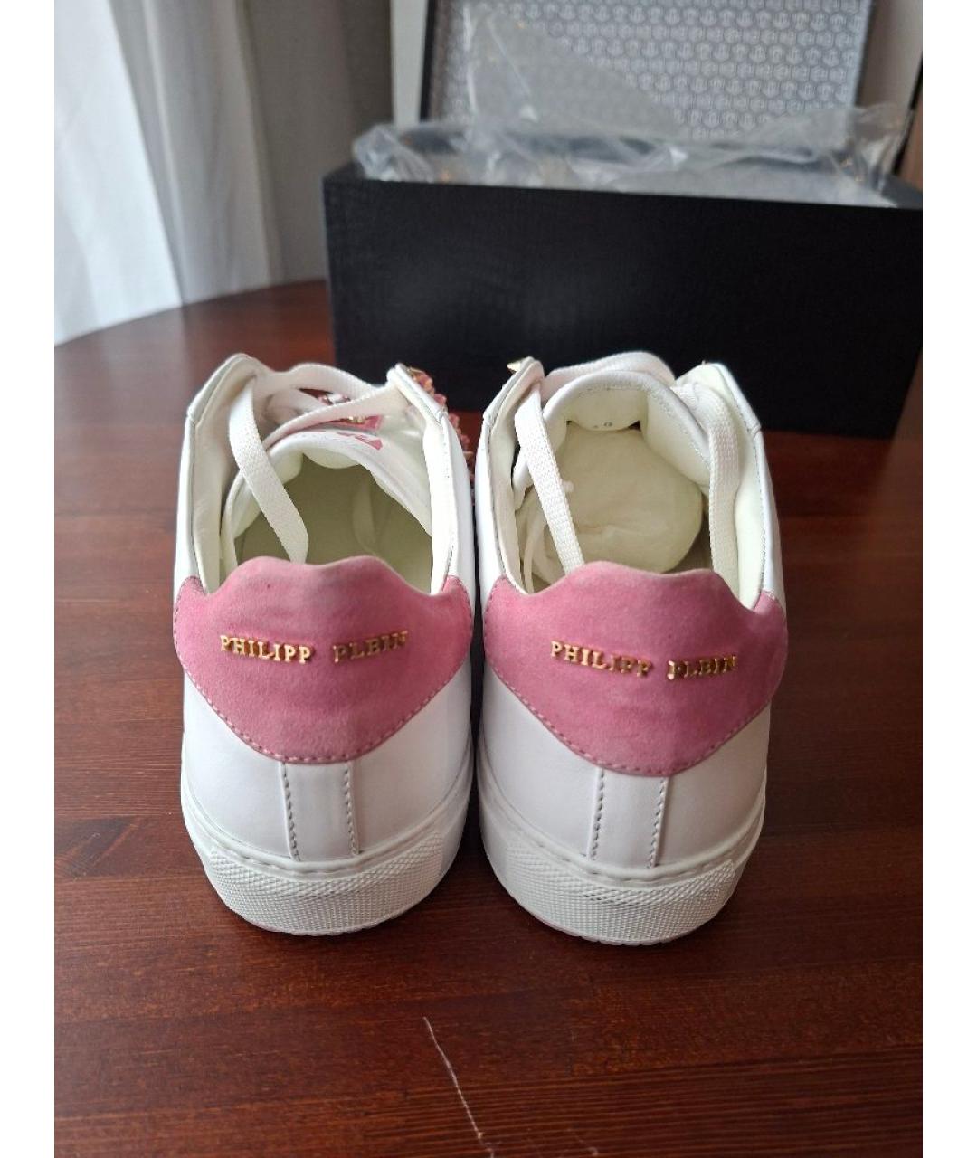 PHILIPP PLEIN Белые кожаные кеды, фото 4