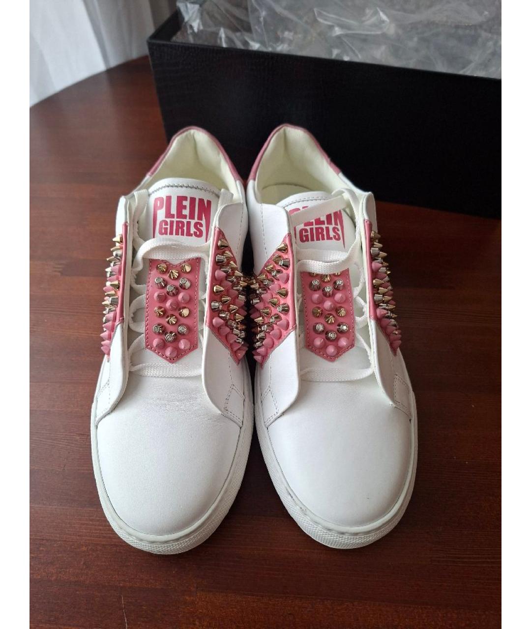 PHILIPP PLEIN Белые кожаные кеды, фото 2
