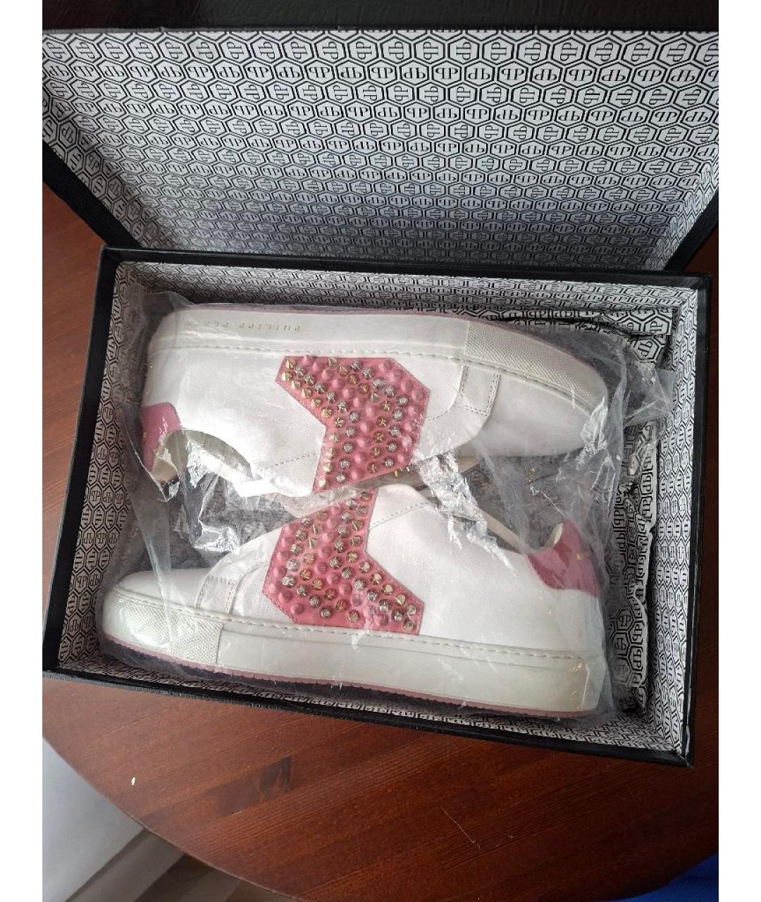 PHILIPP PLEIN Белые кожаные кеды, фото 7