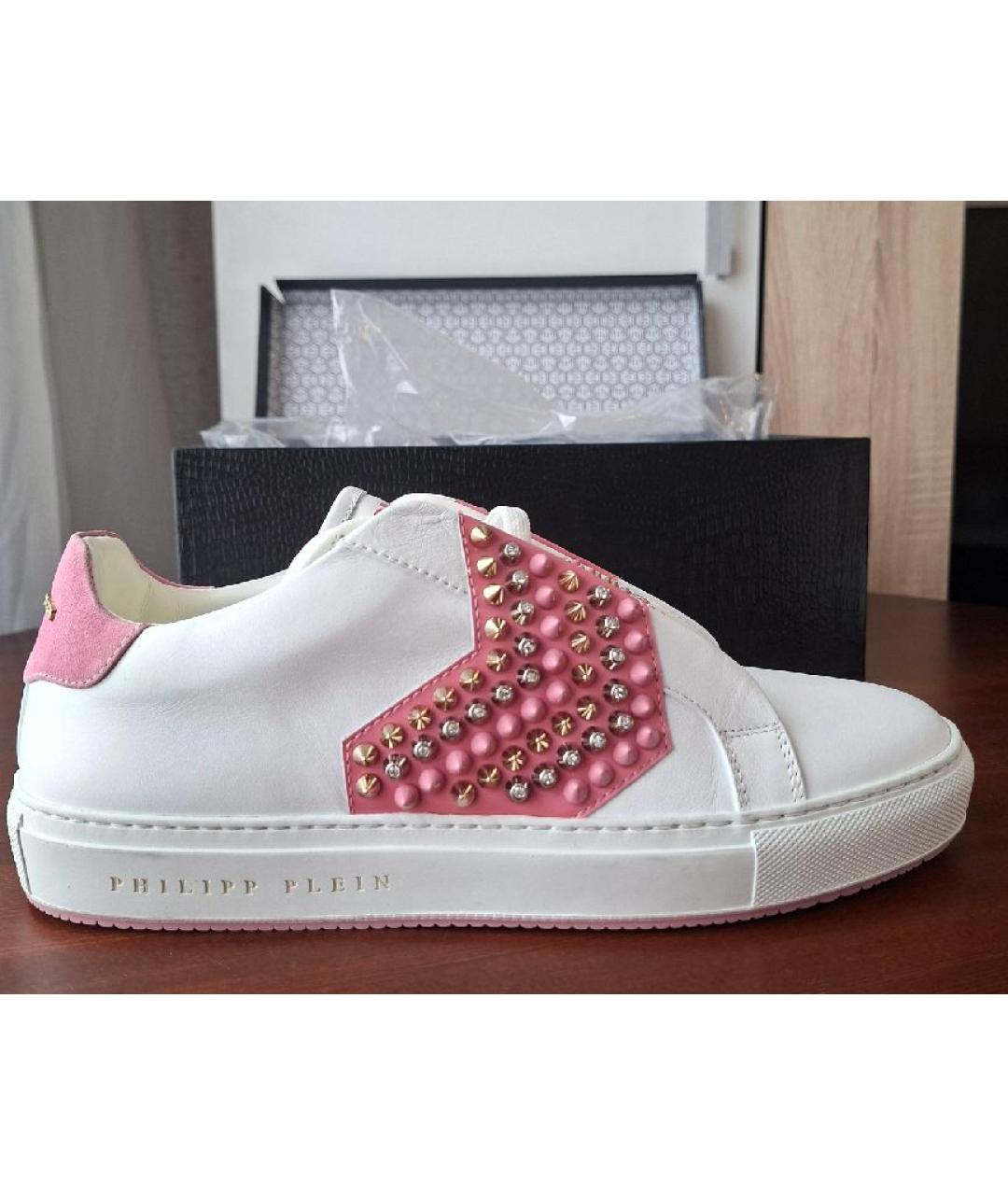 PHILIPP PLEIN Белые кожаные кеды, фото 8