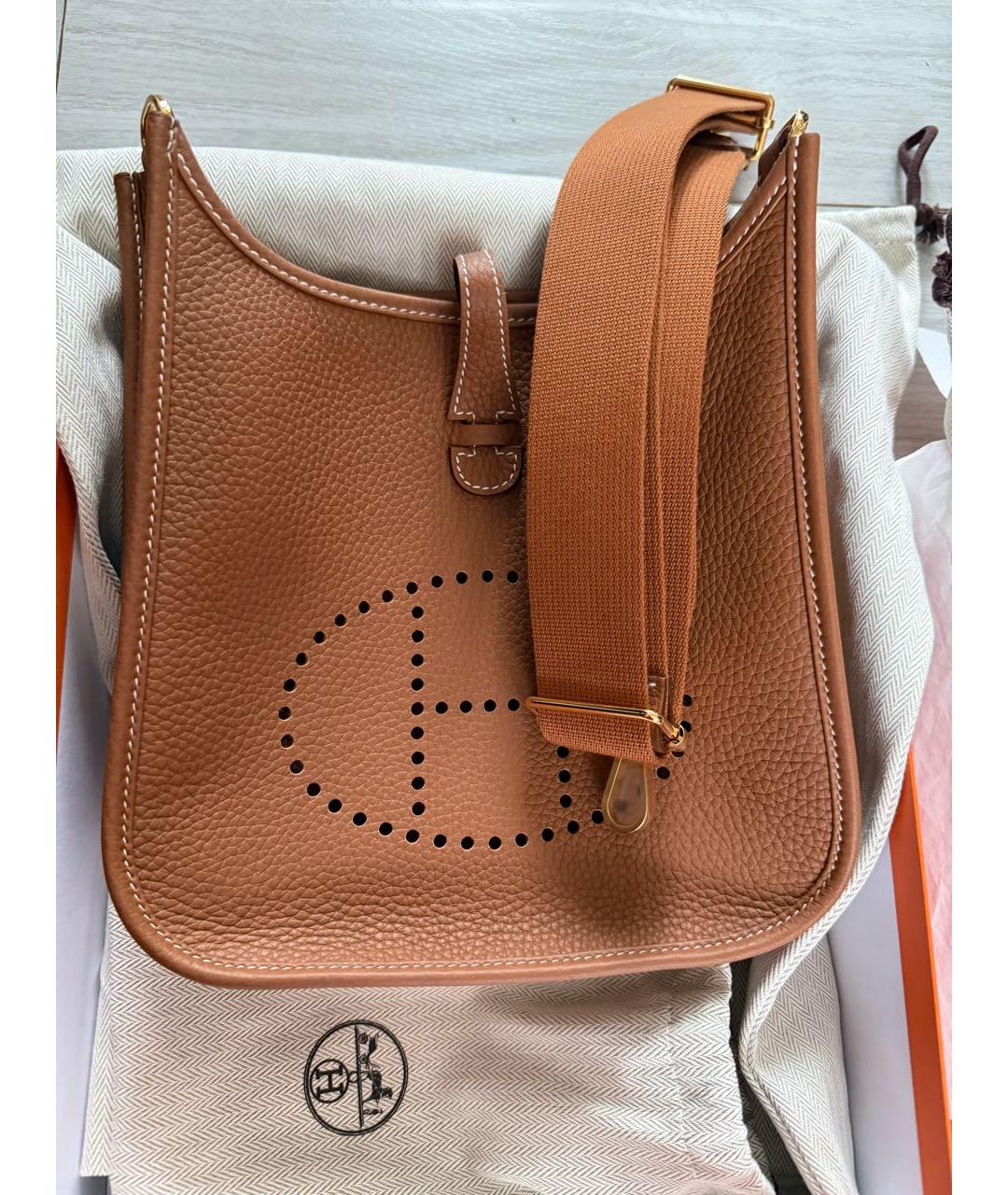 HERMES Коричневая кожаная сумка через плечо, фото 4