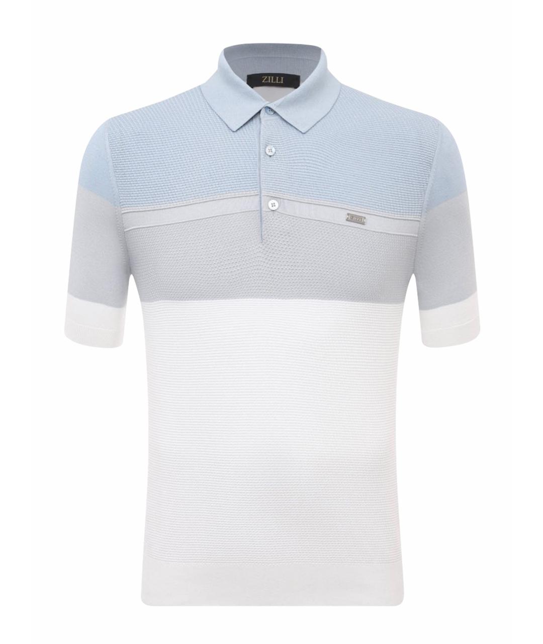 ZILLI Голубое хлопковое поло с коротким рукавом, фото 1