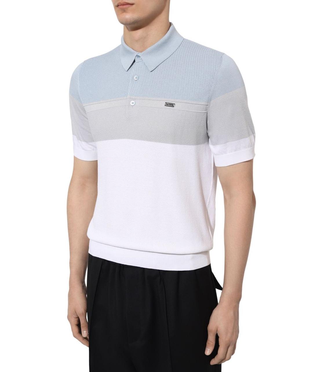 ZILLI Голубое хлопковое поло с коротким рукавом, фото 2