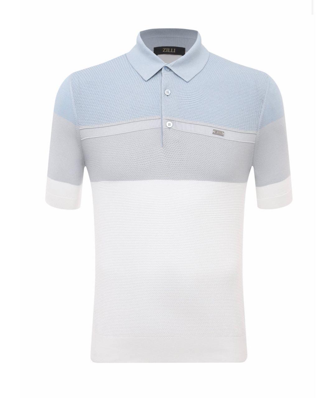 ZILLI Голубое хлопковое поло с коротким рукавом, фото 6