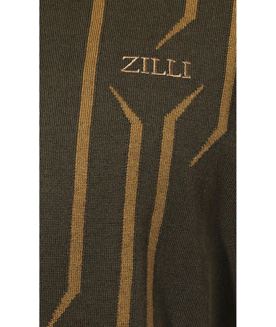 ZILLI Хаки хлопковое поло с коротким рукавом, фото 4