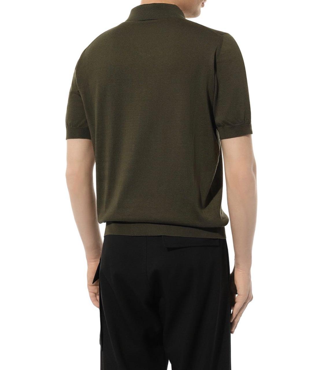 ZILLI Хаки хлопковое поло с коротким рукавом, фото 3