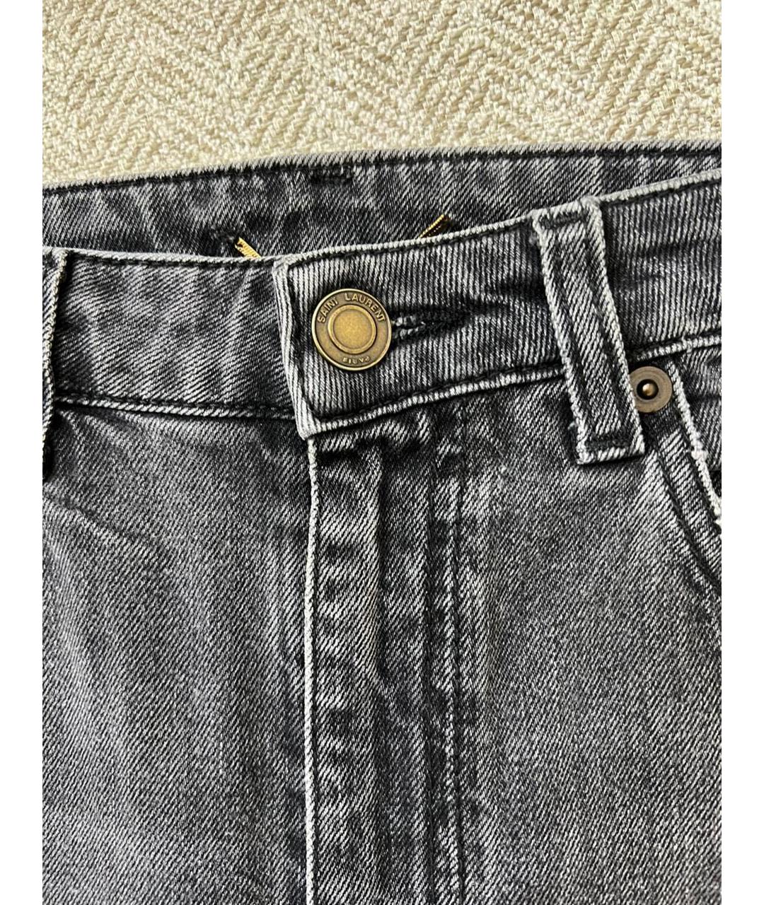 SAINT LAURENT Антрацитовые хлопковые джинсы слим, фото 4