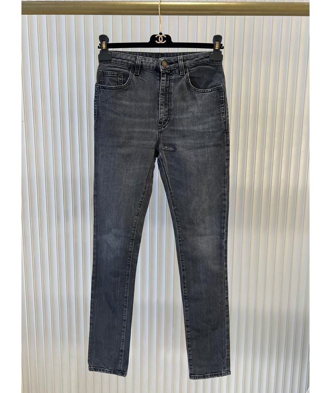 SAINT LAURENT Антрацитовые хлопковые джинсы слим, фото 9