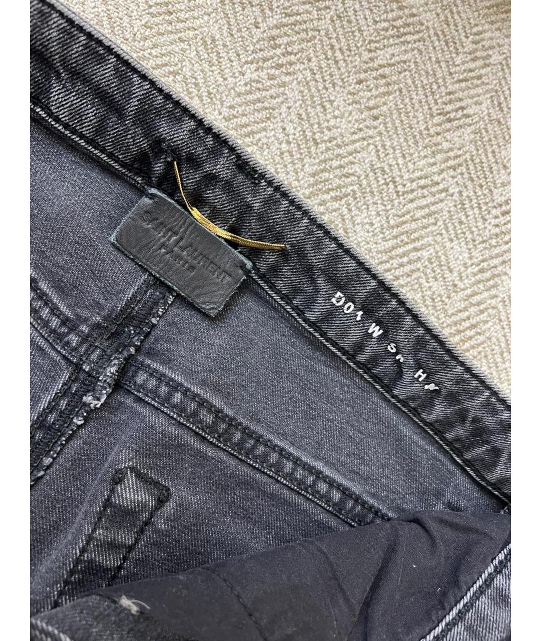 SAINT LAURENT Антрацитовые хлопковые джинсы слим, фото 3
