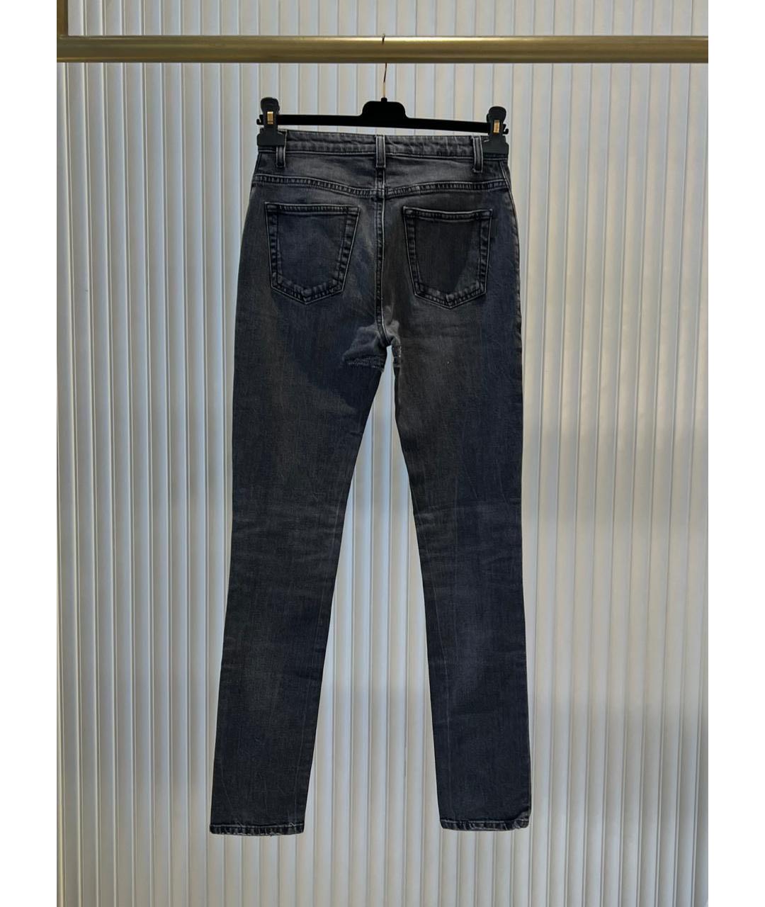 SAINT LAURENT Антрацитовые хлопковые джинсы слим, фото 2