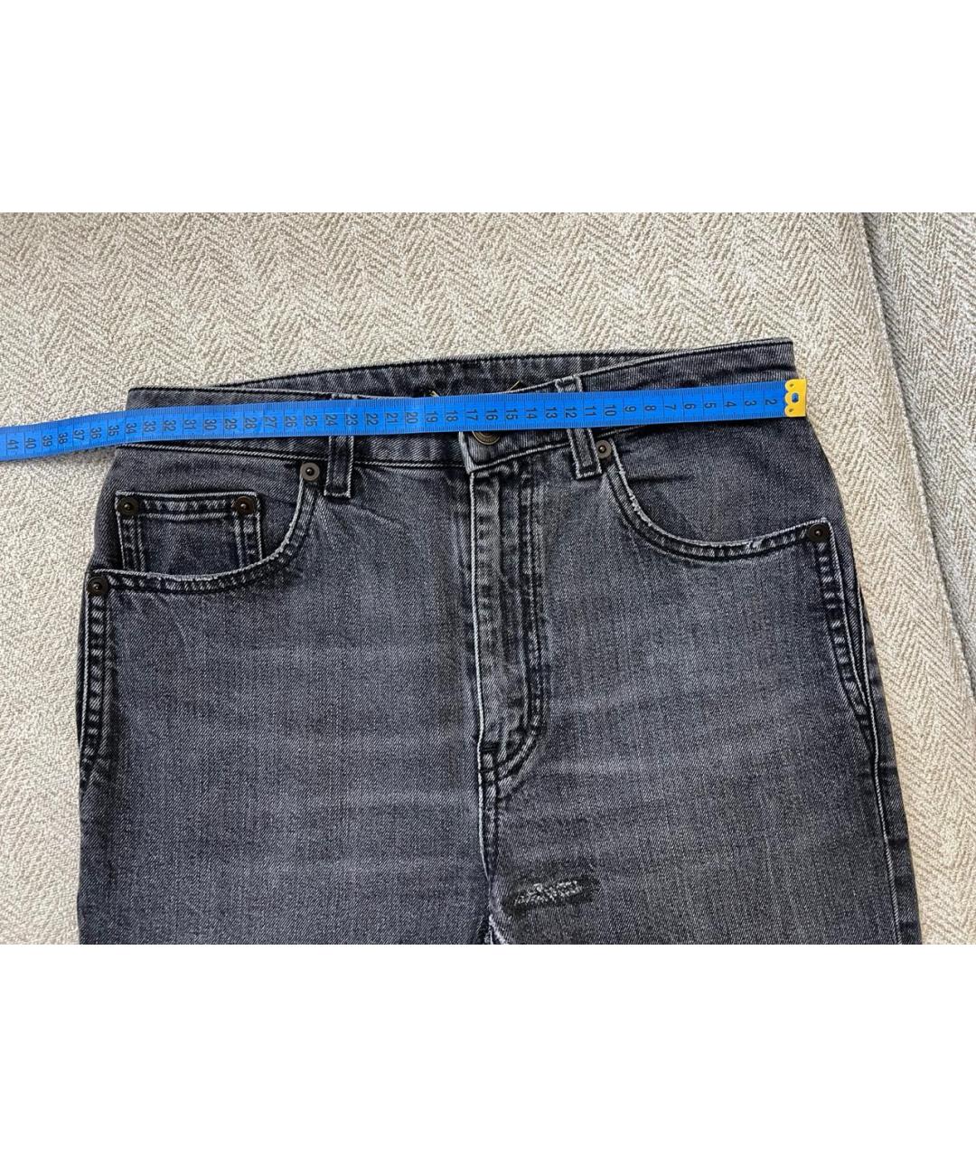 SAINT LAURENT Антрацитовые хлопковые джинсы слим, фото 6