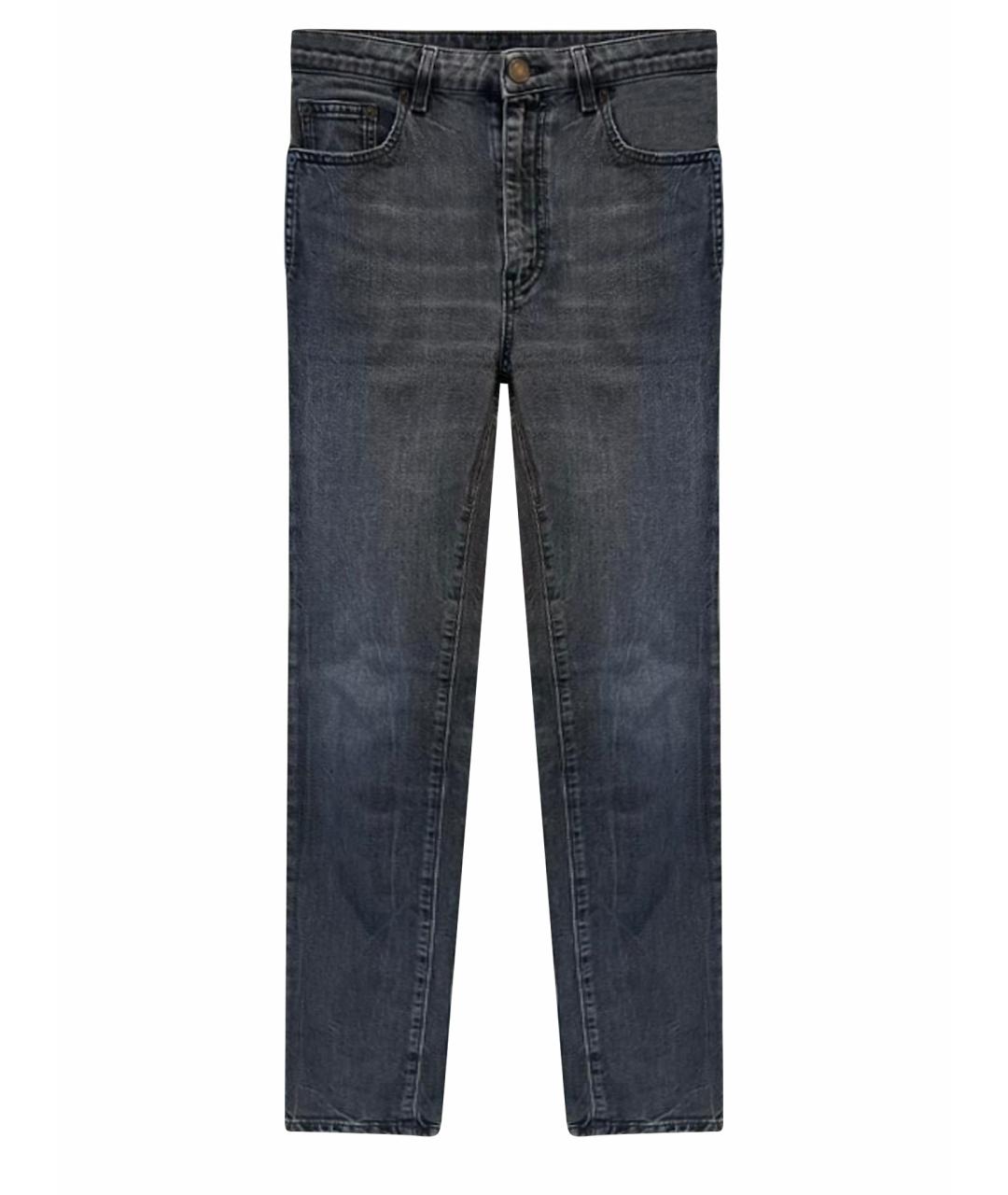 SAINT LAURENT Антрацитовые хлопковые джинсы слим, фото 1