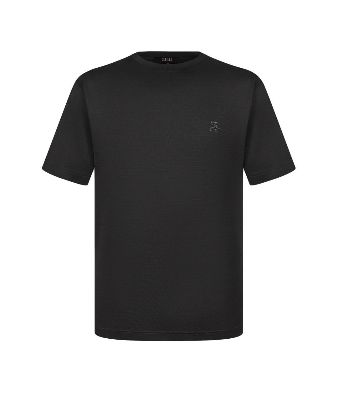 ZILLI Черная хлопковая футболка, фото 4
