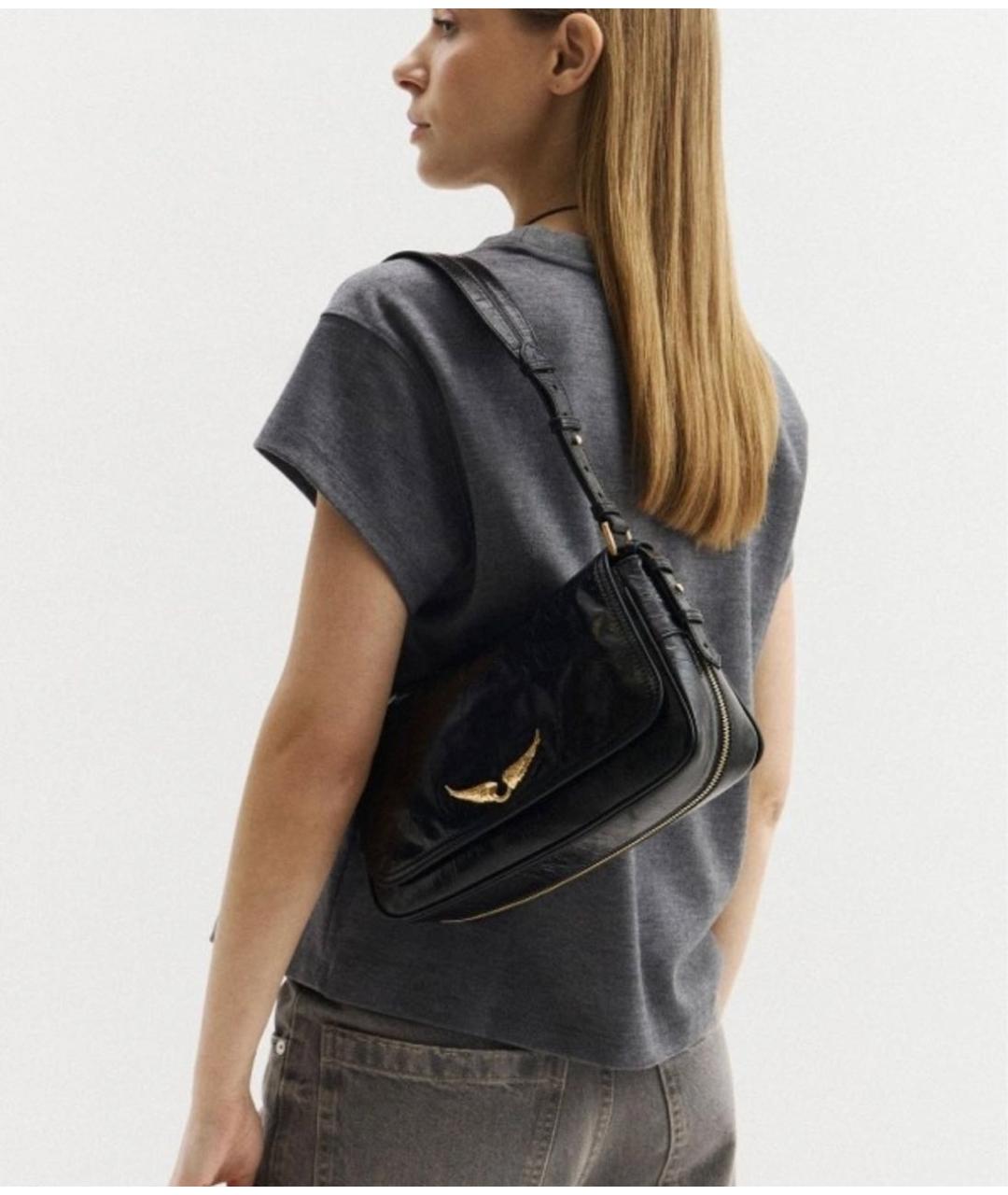 ZADIG & VOLTAIRE Черная кожаная сумка через плечо, фото 3
