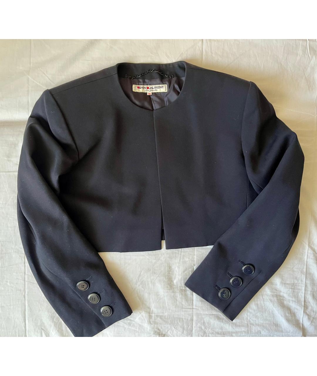 SAINT LAURENT Темно-синий шерстяной жакет/пиджак, фото 7