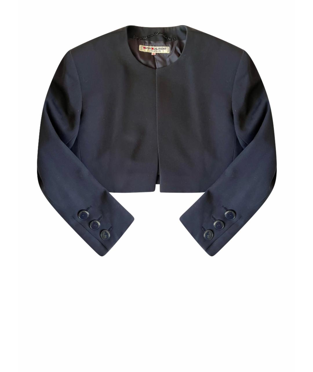 SAINT LAURENT Темно-синий шерстяной жакет/пиджак, фото 1