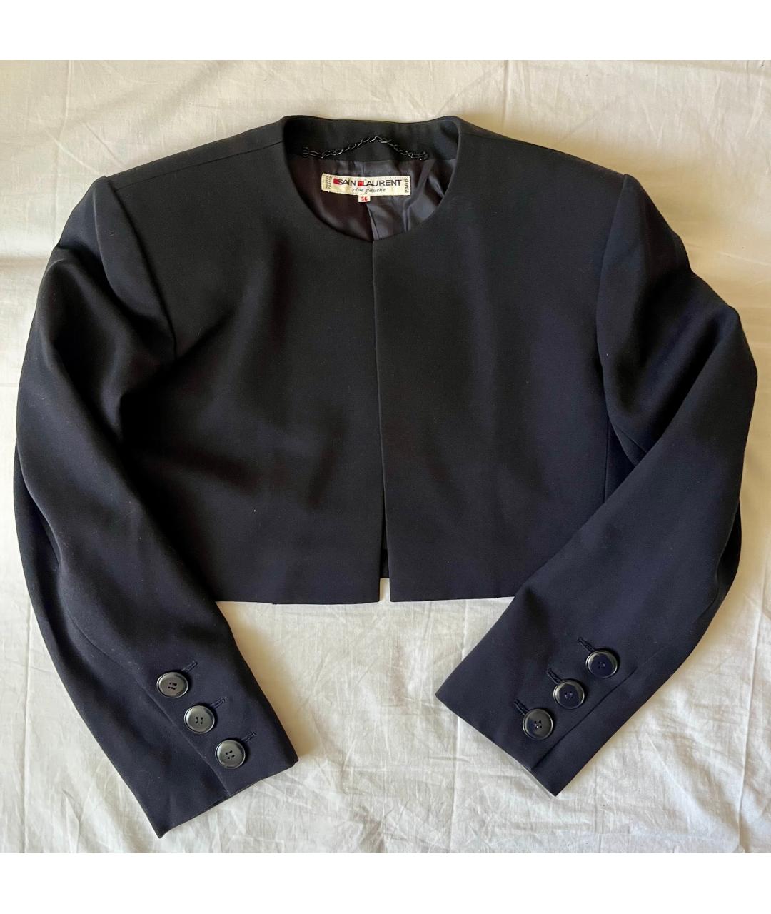 SAINT LAURENT Темно-синий шерстяной жакет/пиджак, фото 2