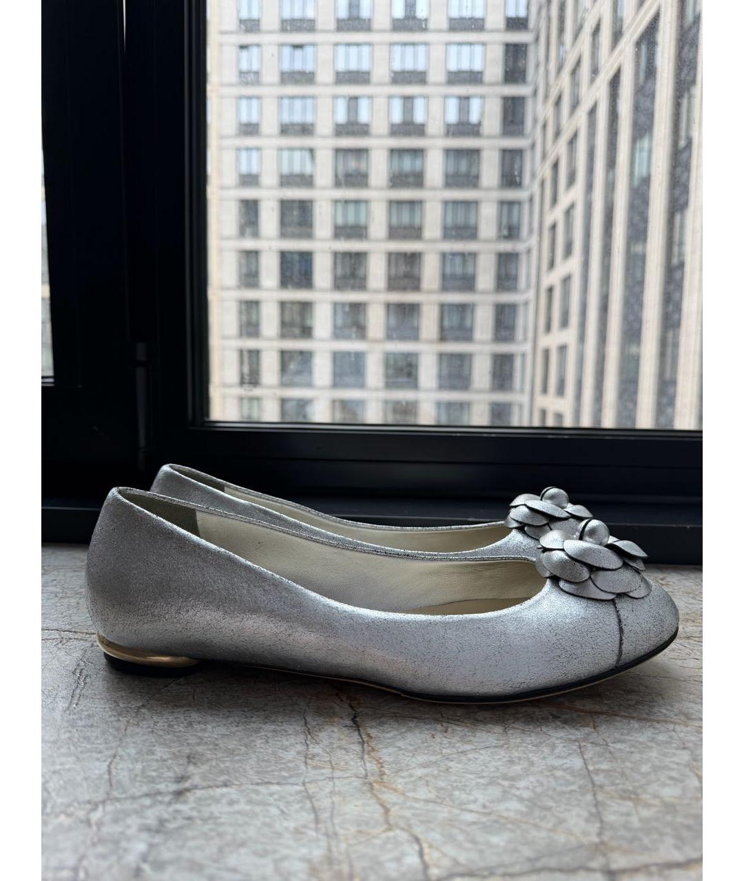 CHANEL Серебряные кожаные балетки, фото 9