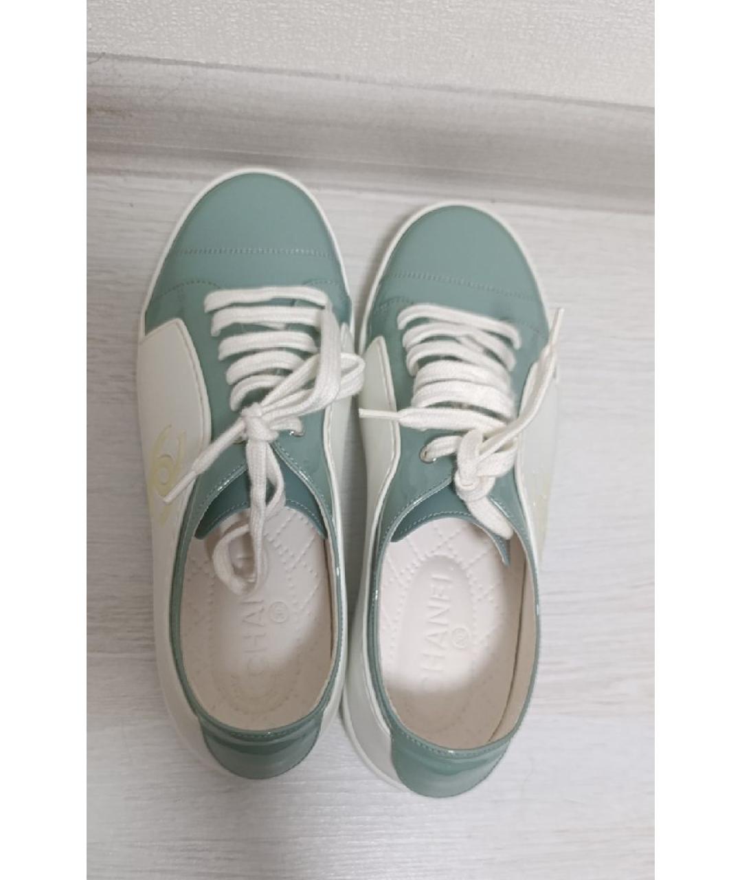 CHANEL Бирюзовые кеды из лакированной кожи, фото 3