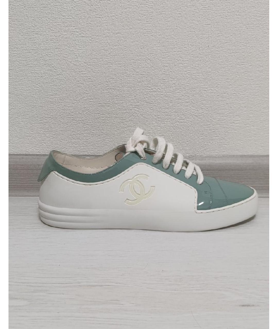 CHANEL Бирюзовые кеды из лакированной кожи, фото 7