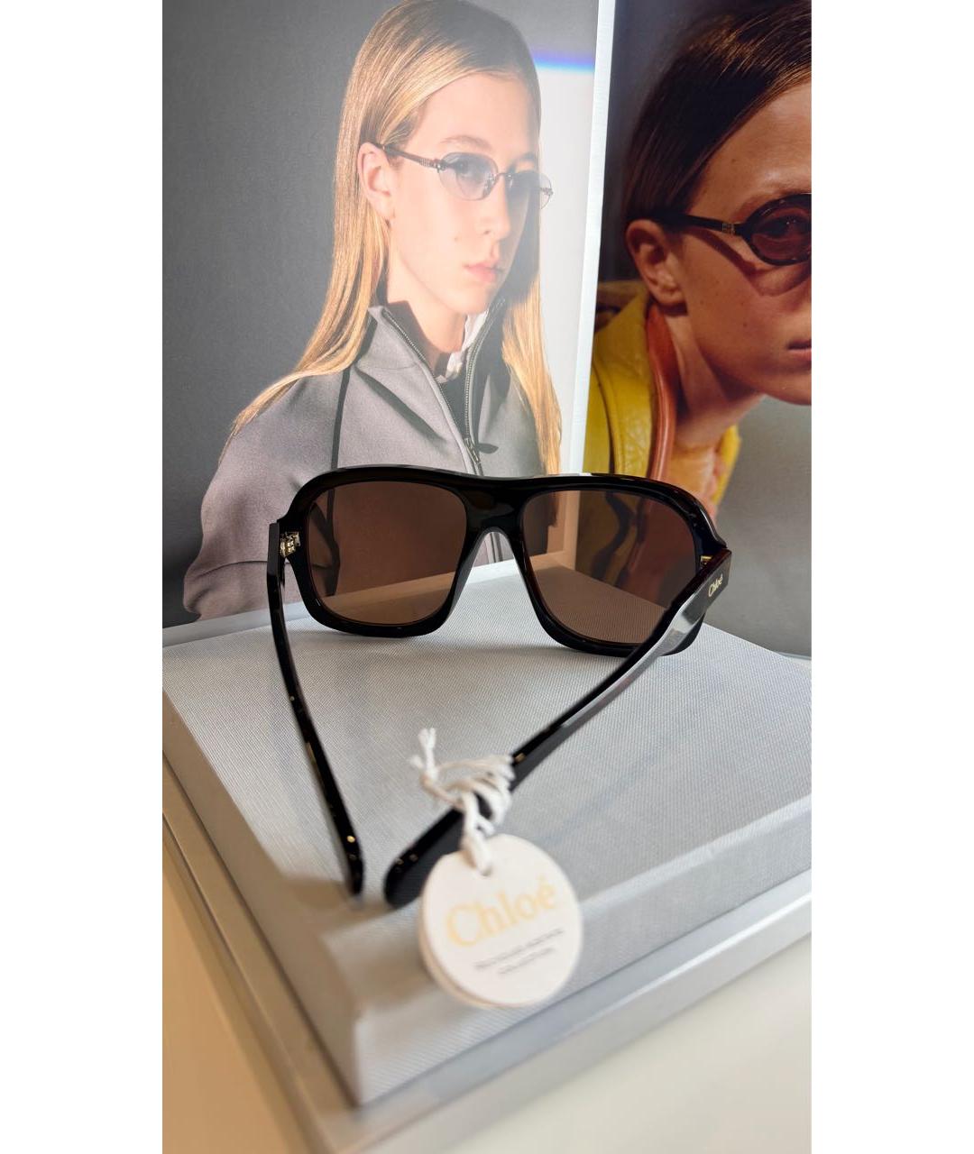 CHLOE Коричневые пластиковые солнцезащитные очки, фото 5