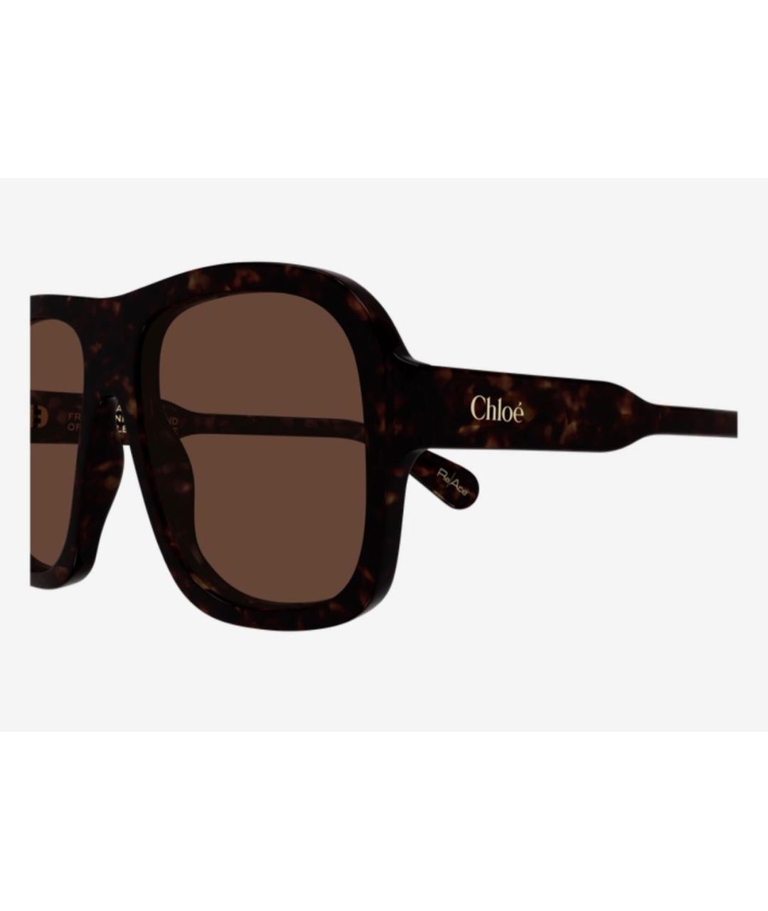 CHLOE Коричневые пластиковые солнцезащитные очки, фото 3