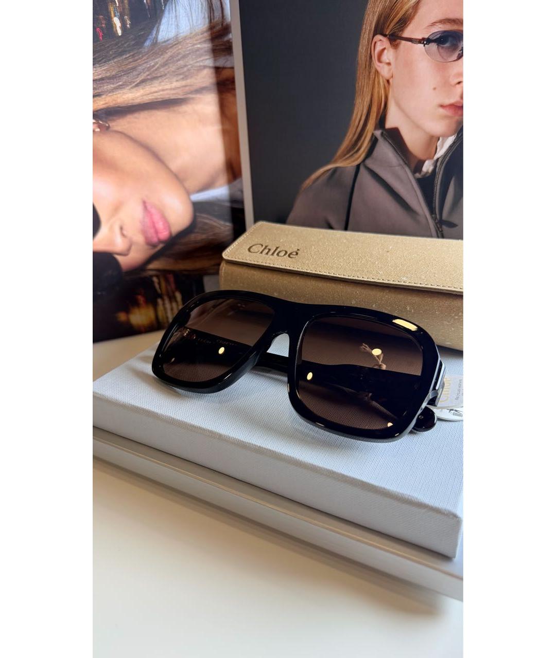 CHLOE Коричневые пластиковые солнцезащитные очки, фото 4