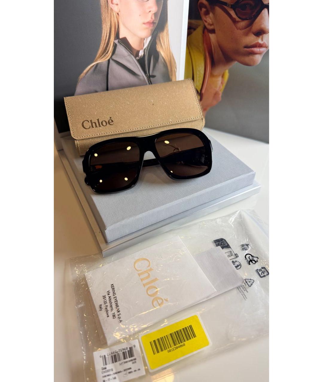 CHLOE Коричневые пластиковые солнцезащитные очки, фото 6