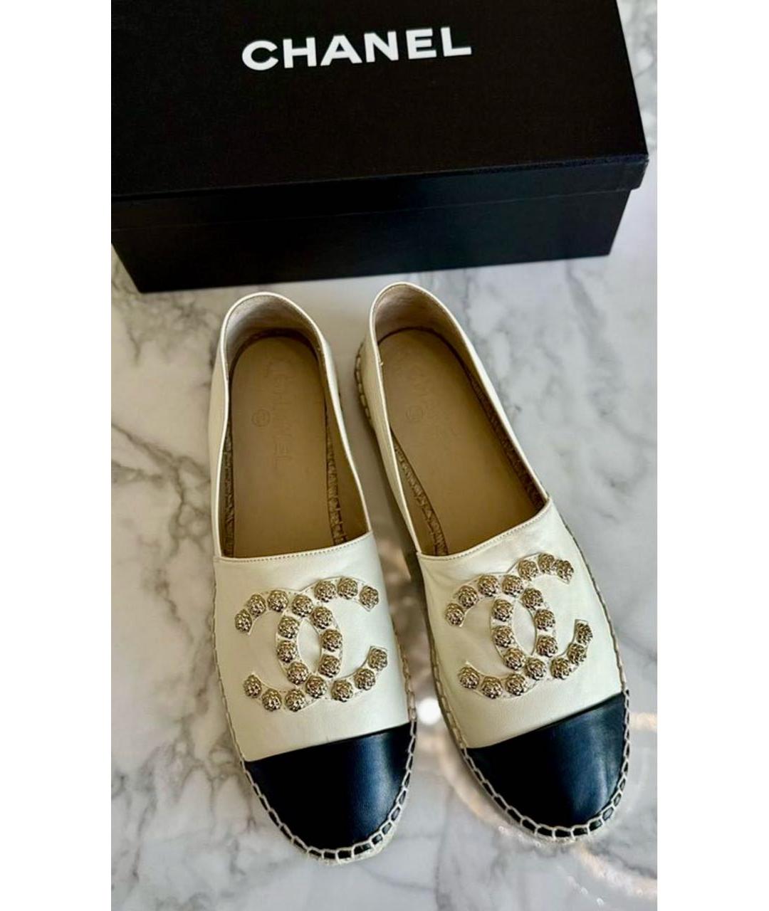CHANEL Белые кожаные эспадрильи, фото 4