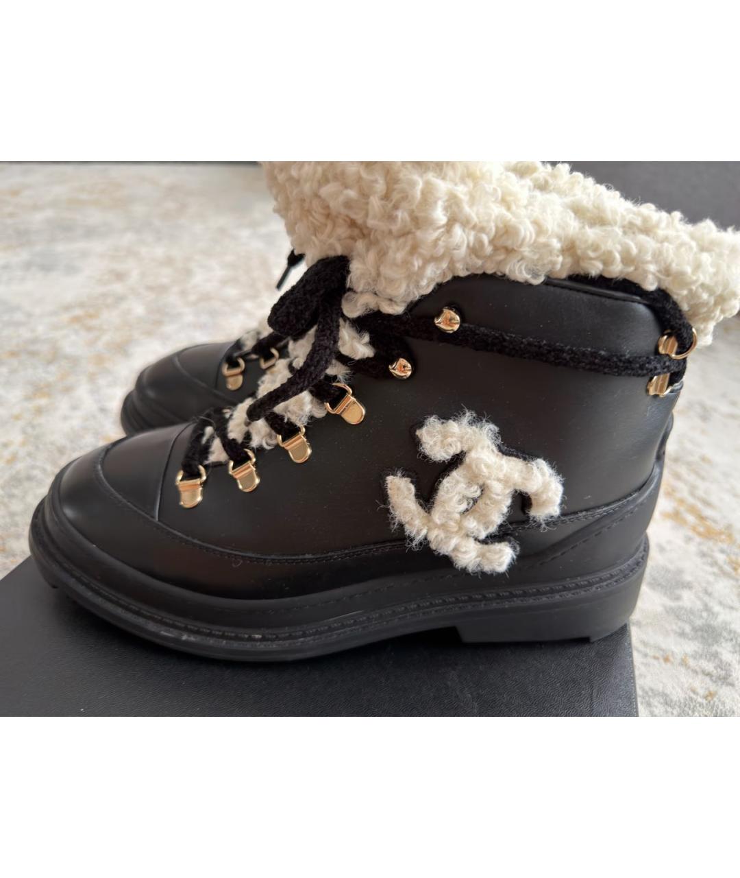 CHANEL Черные кожаные ботинки, фото 8