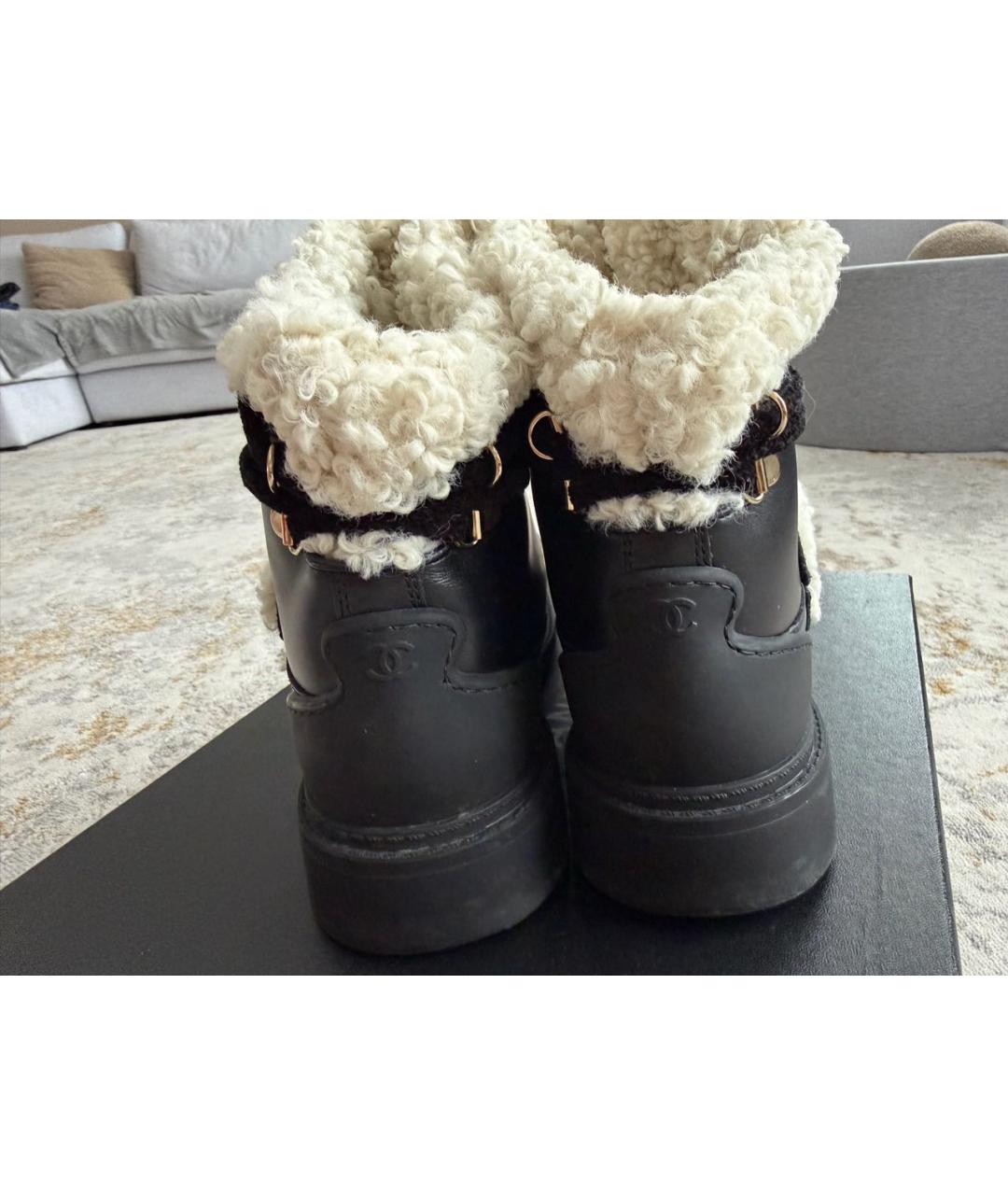 CHANEL Черные кожаные ботинки, фото 4