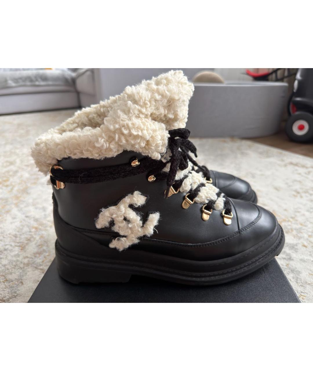 CHANEL Черные кожаные ботинки, фото 9