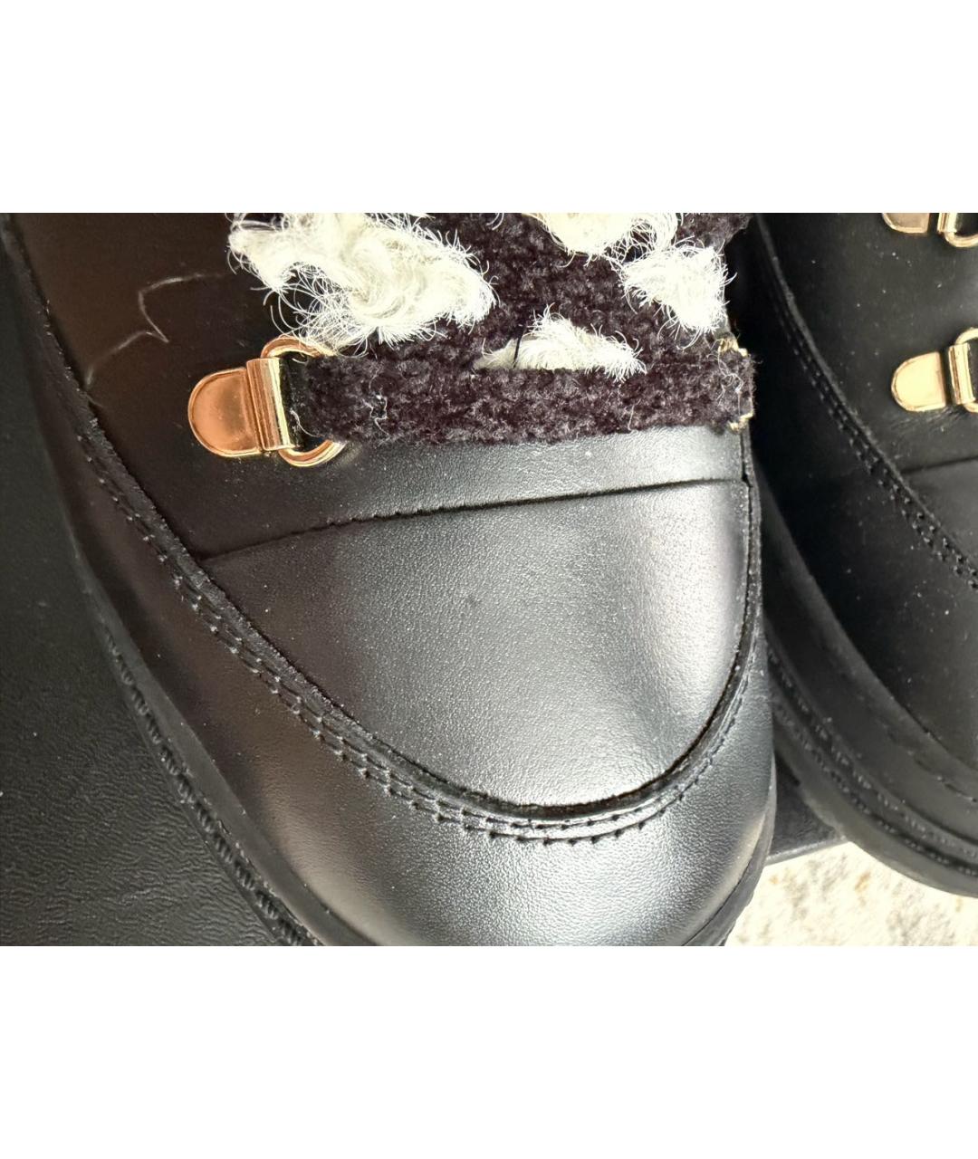 CHANEL Черные кожаные ботинки, фото 5