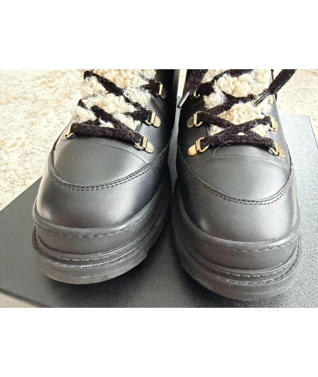 CHANEL Черные кожаные ботинки, фото 3