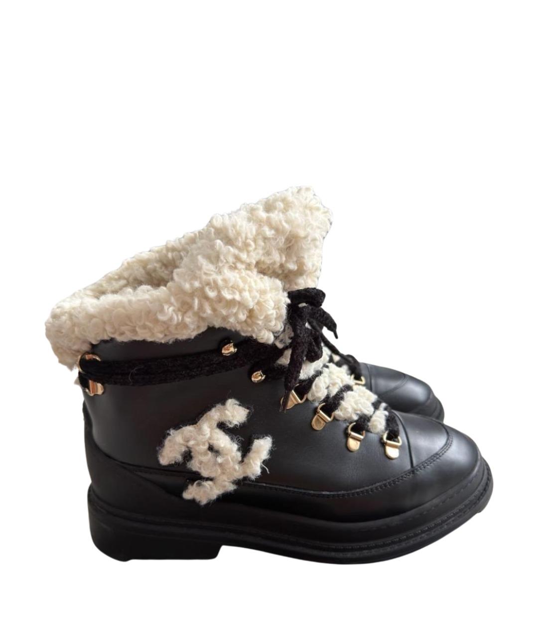 CHANEL Черные кожаные ботинки, фото 1