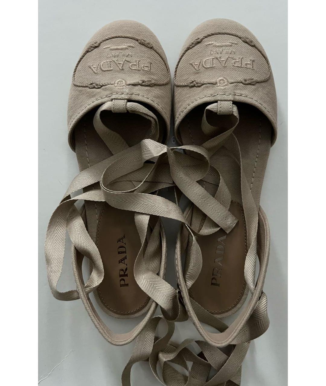 PRADA Бежевые текстильные балетки, фото 5