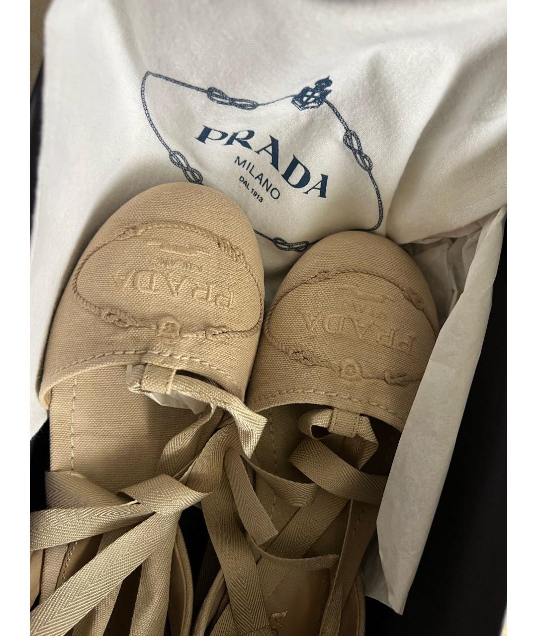 PRADA Бежевые текстильные балетки, фото 2
