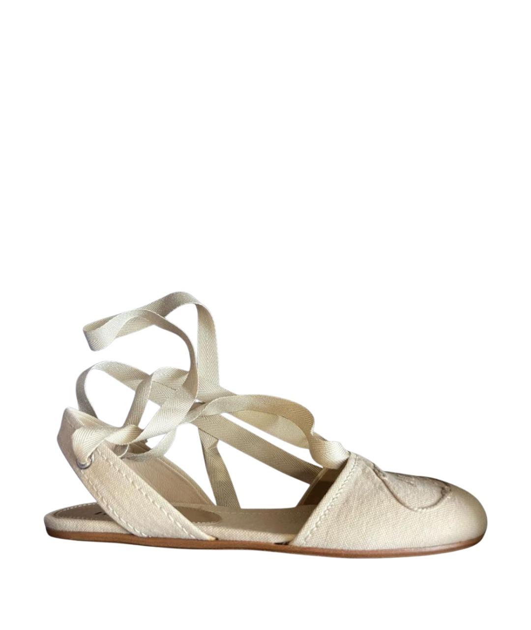 PRADA Бежевые текстильные балетки, фото 1